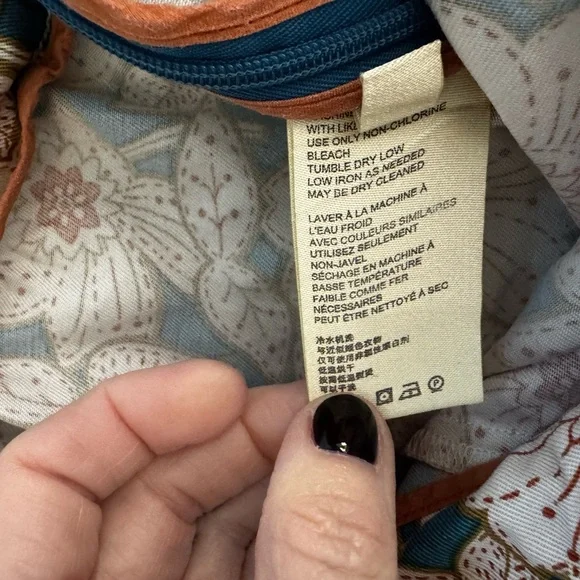 Anthropologie Floral High Waist Shorts- Blue and Cream - Picture 8 of 13